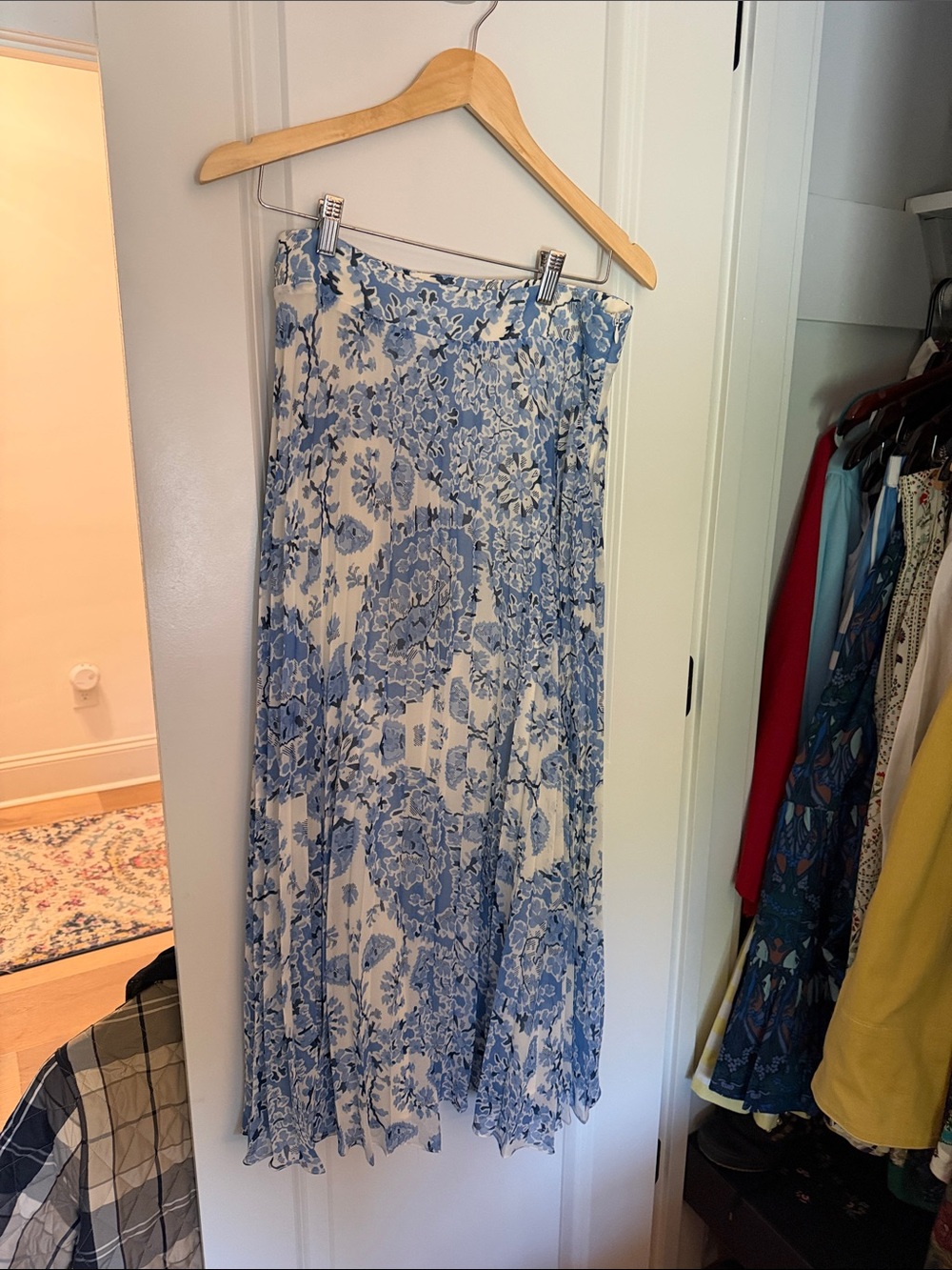 Sezane Dune Maxi Skirt Alcazar Blue Size 6